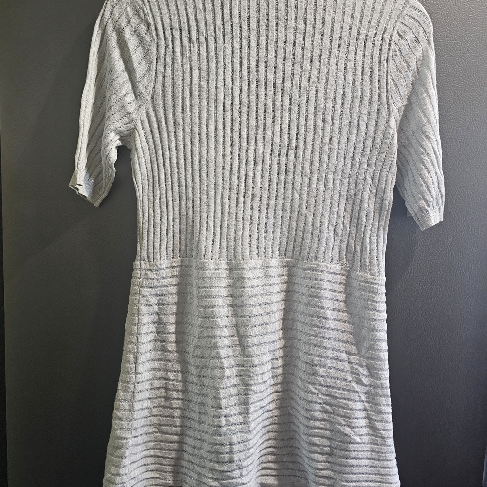 Gray Ribbed Open Cardigan - Picture 2 of 2